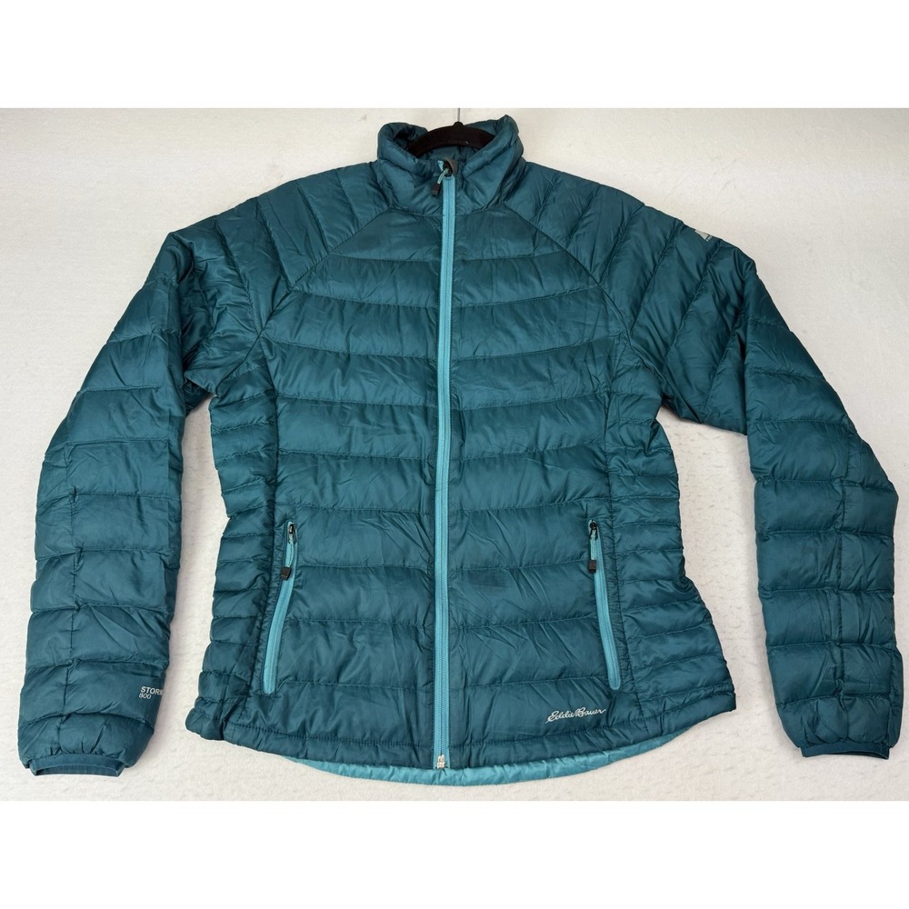 Eddie Bauer First Ascent Womens Medium Goose Down Teal Quilted Puffer Jacket